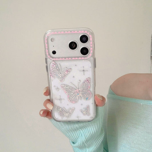 Butterfly Glitter Transparent Phone Cover – Cute Aesthetic Designer Case