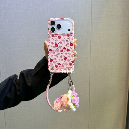 Cute Floral Strap Phone Cover – Pink Flower Aesthetic Designer Case