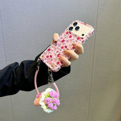 Cute Floral Strap Phone Cover – Pink Flower Aesthetic Designer Case