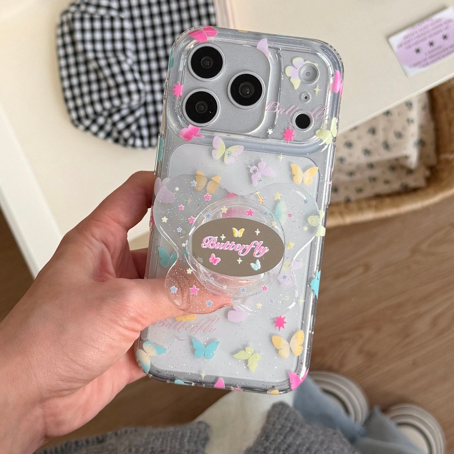 Cute Butterfly Glitter MagSafe iPhone Case | Transparent Shockproof Magnetic Protective Cover for iPhone