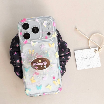 Cute Butterfly Glitter MagSafe iPhone Case | Transparent Shockproof Magnetic Protective Cover for iPhone