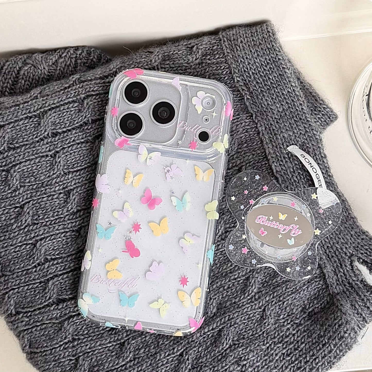 Cute Butterfly Glitter MagSafe iPhone Case | Transparent Shockproof Magnetic Protective Cover for iPhone