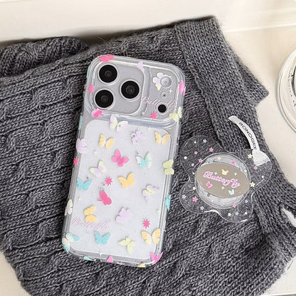 Cute Butterfly Glitter MagSafe iPhone Case | Transparent Shockproof Magnetic Protective Cover for iPhone