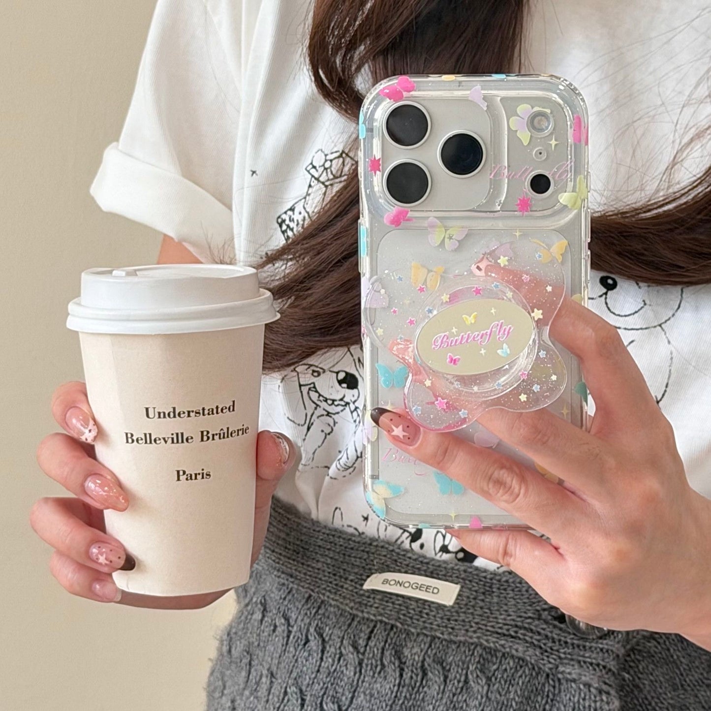 Cute Butterfly Glitter MagSafe iPhone Case | Transparent Shockproof Magnetic Protective Cover for iPhone