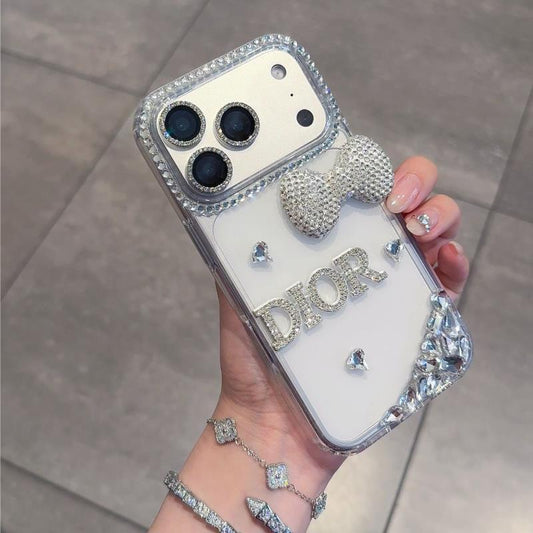 Luxury Crystal Bow Phone Cover – Glitter Designer Aesthetic Case