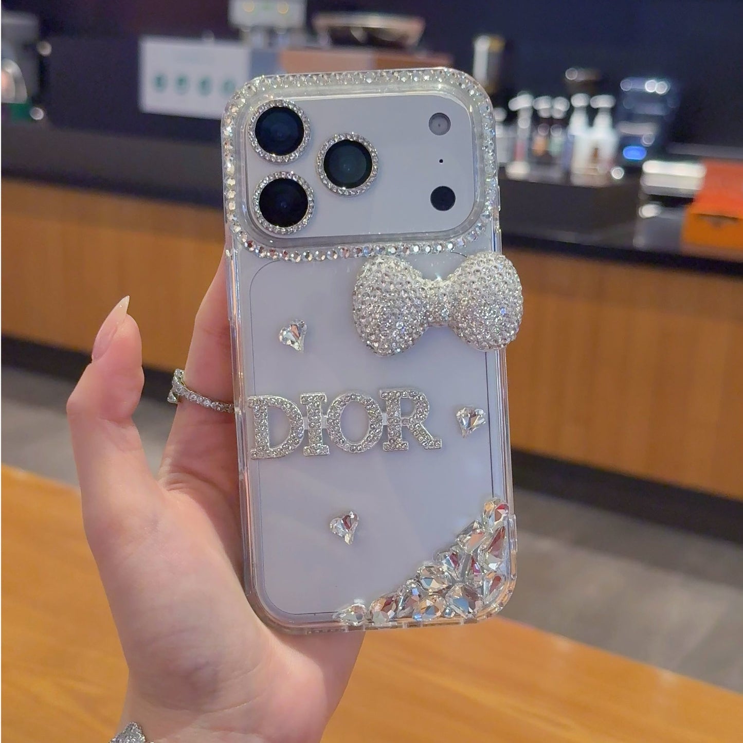 Luxury Crystal Bow Phone Cover – Glitter Designer Aesthetic Case