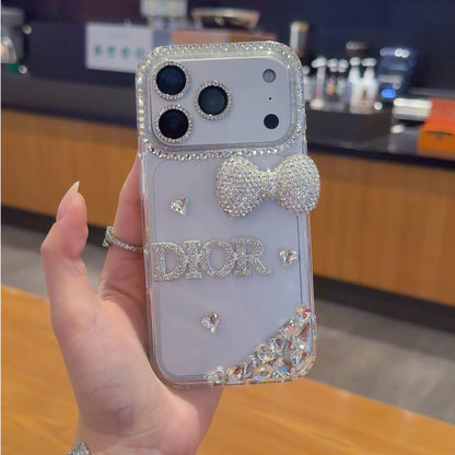 Luxury Crystal Bow Phone Cover – Glitter Designer Aesthetic Case
