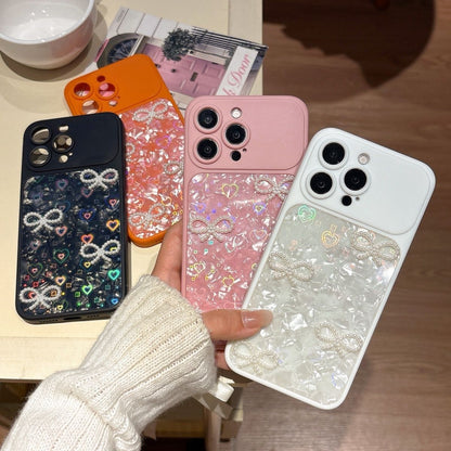 Pearl Bow Glitter Phone Cover – Luxury Heart Aesthetic Designer Case
