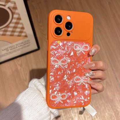 Pearl Bow Glitter Phone Cover – Luxury Heart Aesthetic Designer Case
