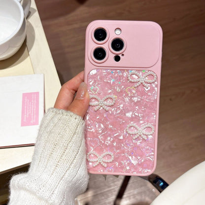Pearl Bow Glitter Phone Cover – Luxury Heart Aesthetic Designer Case