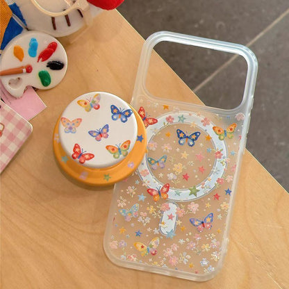 Butterfly Glitter Aesthetic Phone Cover – Cute Transparent Designer Case