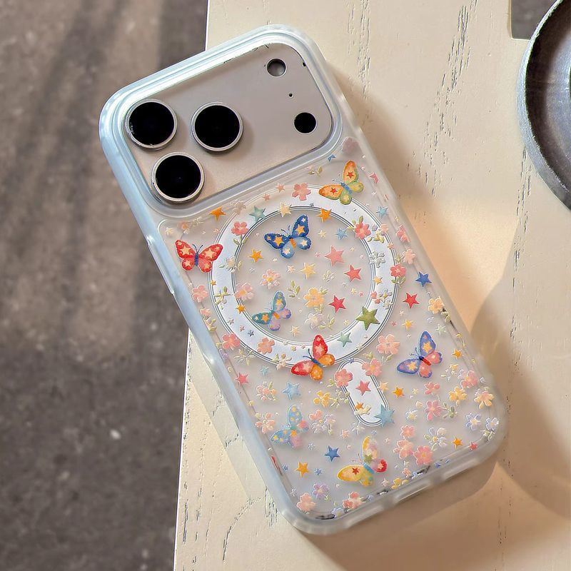 Butterfly Glitter Aesthetic Phone Cover – Cute Transparent Designer Case