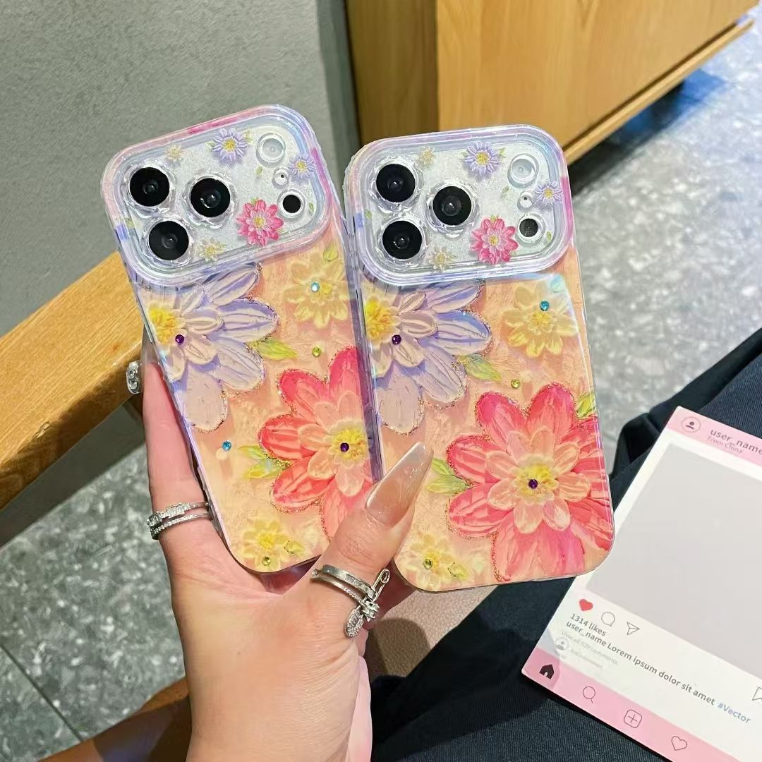Floral Crystal Aesthetic Phone Cover – Luxury Flower Designer Case