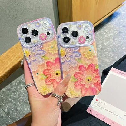 Floral Crystal Aesthetic Phone Cover – Luxury Flower Designer Case