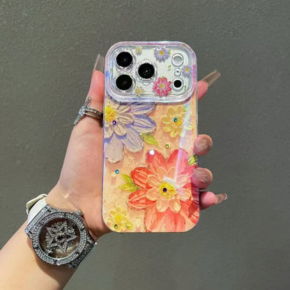 Floral Crystal Aesthetic Phone Cover – Luxury Flower Designer Case