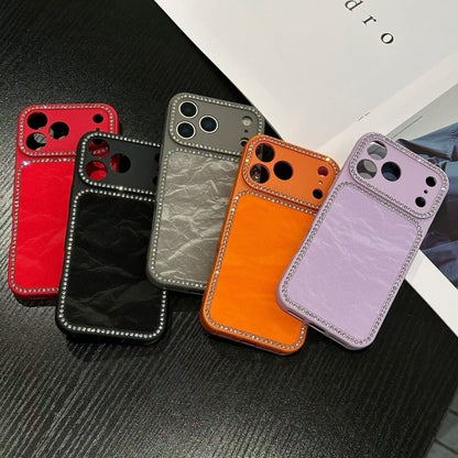 Luxury Matte Mobile Cover with Diamond Border – Premium Slim Designer Case