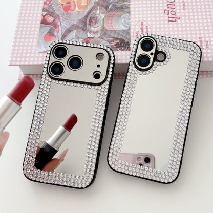 Luxury Mirror Mobile Cover with Diamond Border – Bling Designer Case