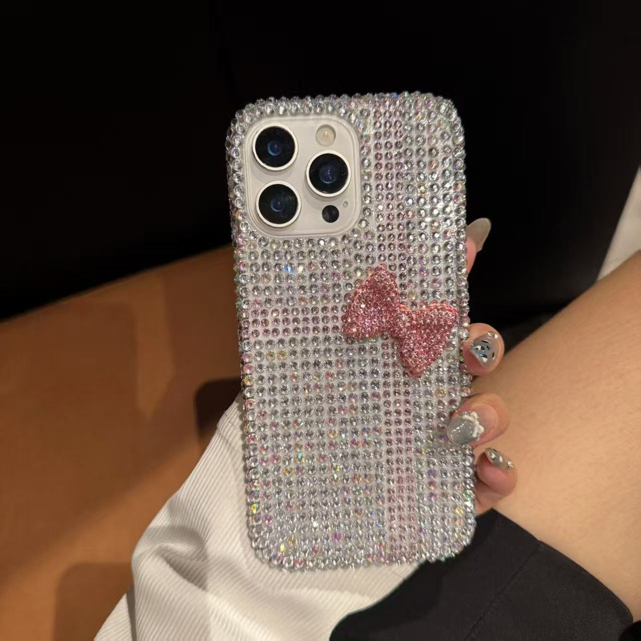 Luxury Bling Bow Mobile Cover – Full Diamond Glitter Designer Case