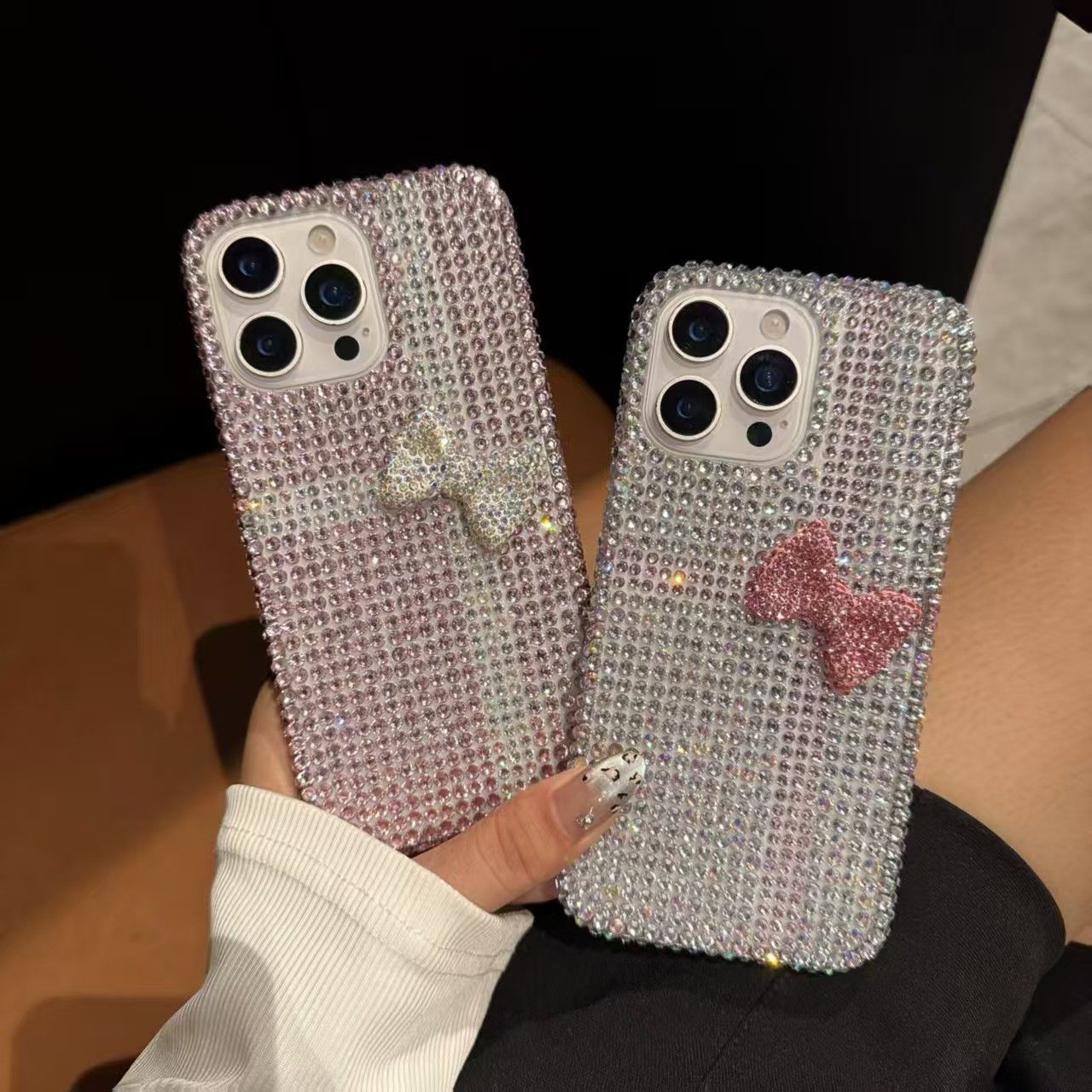 Luxury Bling Bow Mobile Cover – Full Diamond Glitter Designer Case