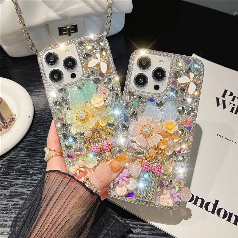 Luxury Crystal Bling Floral Mobile Cover – 3D Designer Rhinestone Case