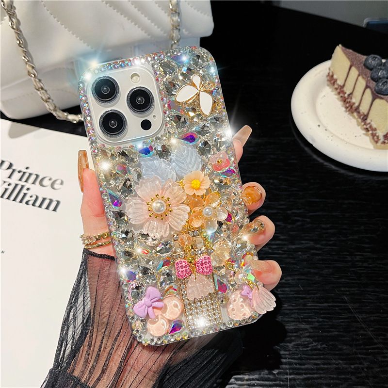 Luxury Crystal Bling Floral Mobile Cover – 3D Designer Rhinestone Case
