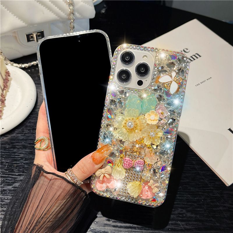 Luxury Crystal Bling Floral Mobile Cover – 3D Designer Rhinestone Case
