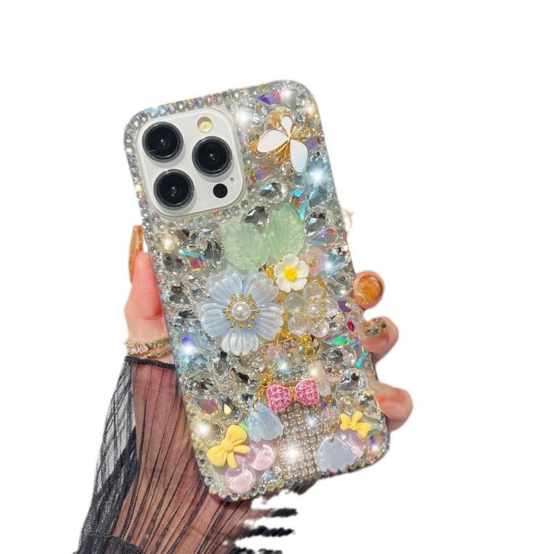 Luxury Crystal Bling Floral Mobile Cover – 3D Designer Rhinestone Case