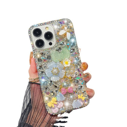 Luxury Crystal Bling Floral Mobile Cover – 3D Designer Rhinestone Case