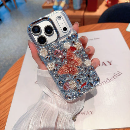 Luxury Crystal Bling Designer Mobile Cover with 3D Floral Decoration
