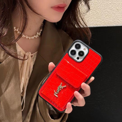 Luxury Crocodile Texture Card Holder Mobile Cover
