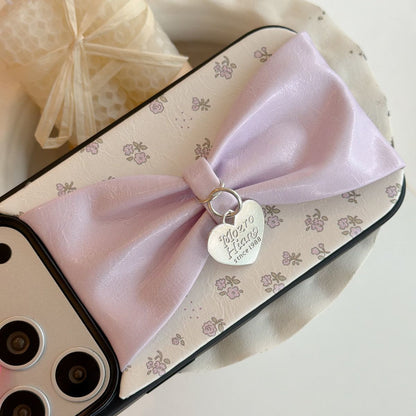 Cute 3D Bow iPhone Case with Heart Charm – Soft Protective Designer Cover