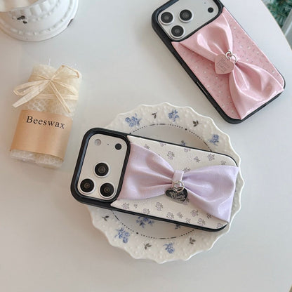 Cute 3D Bow iPhone Case with Heart Charm – Soft Protective Designer Cover