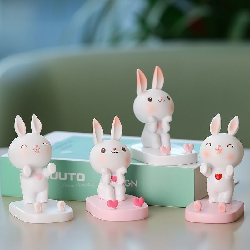 Cute Bunny Mini Showpiece – Kawaii Rabbit Desk Decor Figurine