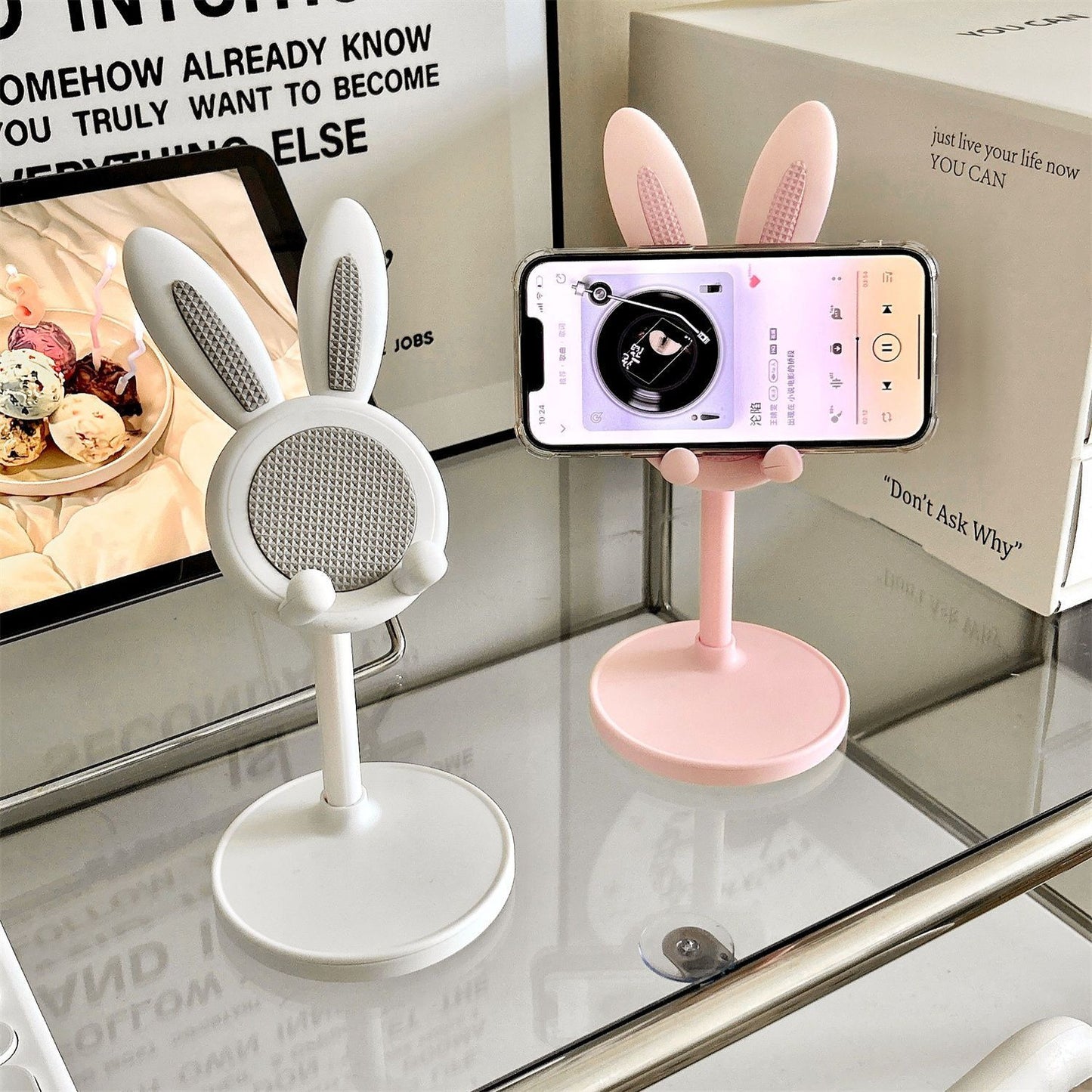 Cute Bunny Ear Mobile Phone Holder Stand – Adjustable Desk Stand