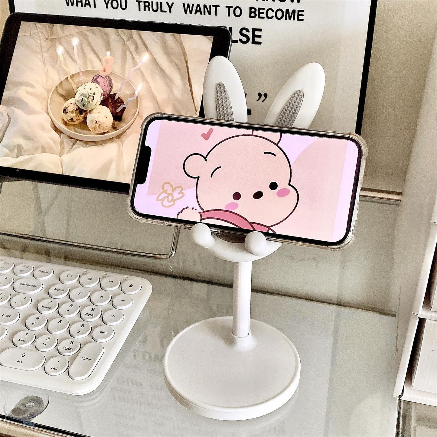 Cute Bunny Ear Mobile Phone Holder Stand – Adjustable Desk Stand