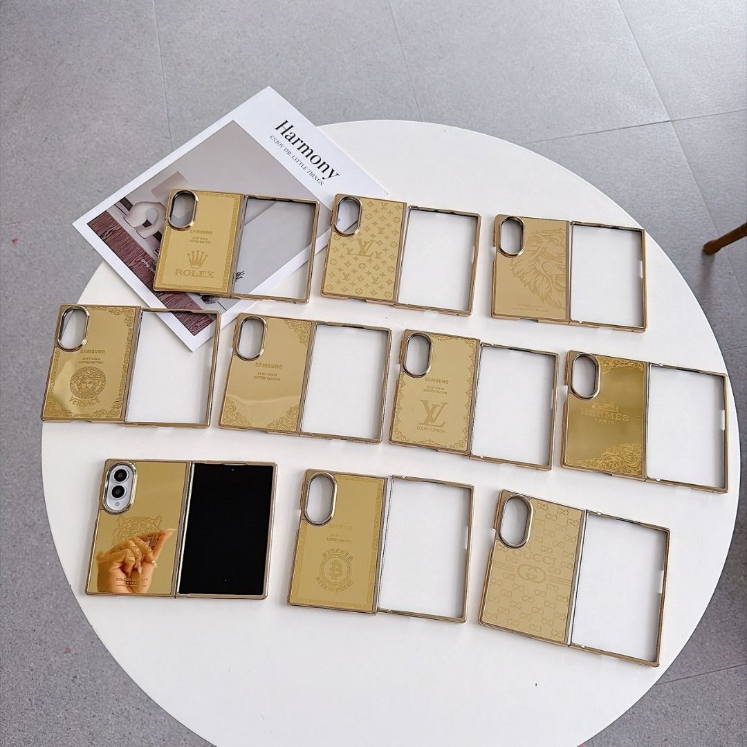 Luxury 24K Gold-Plated Lion Engraved Mirror Finish Protective Case for Samsung Galaxy Z Fold Series