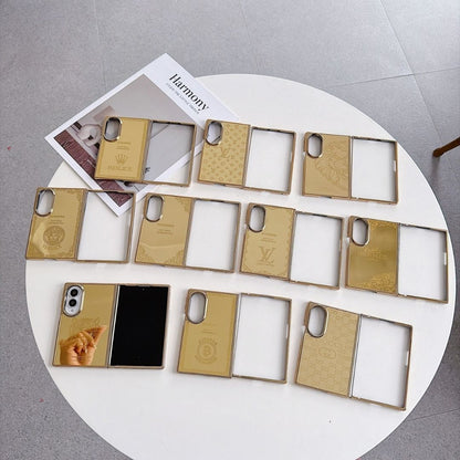 Luxury 24K Gold-Plated Lion Engraved Mirror Finish Protective Case for Samsung Galaxy Z Fold Series