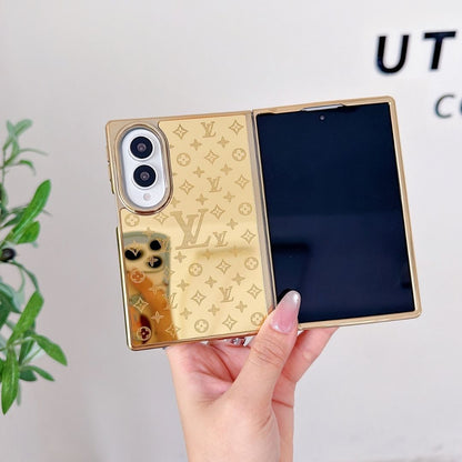 Luxury 24K Gold-Plated Lion Engraved Mirror Finish Protective Case for Samsung Galaxy Z Fold Series