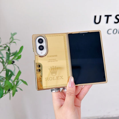 Luxury 24K Gold-Plated Lion Engraved Mirror Finish Protective Case for Samsung Galaxy Z Fold Series