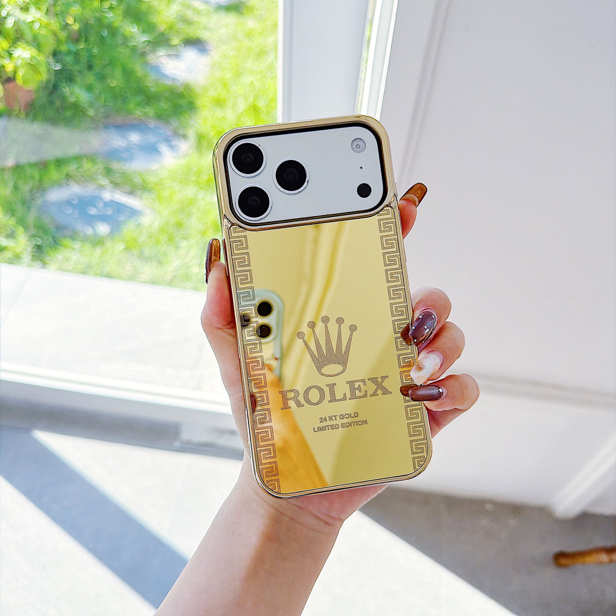 Gold-Tone Mirror Finish Designer Phone Case