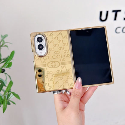 Luxury 24K Gold-Plated Lion Engraved Mirror Finish Protective Case for Samsung Galaxy Z Fold Series