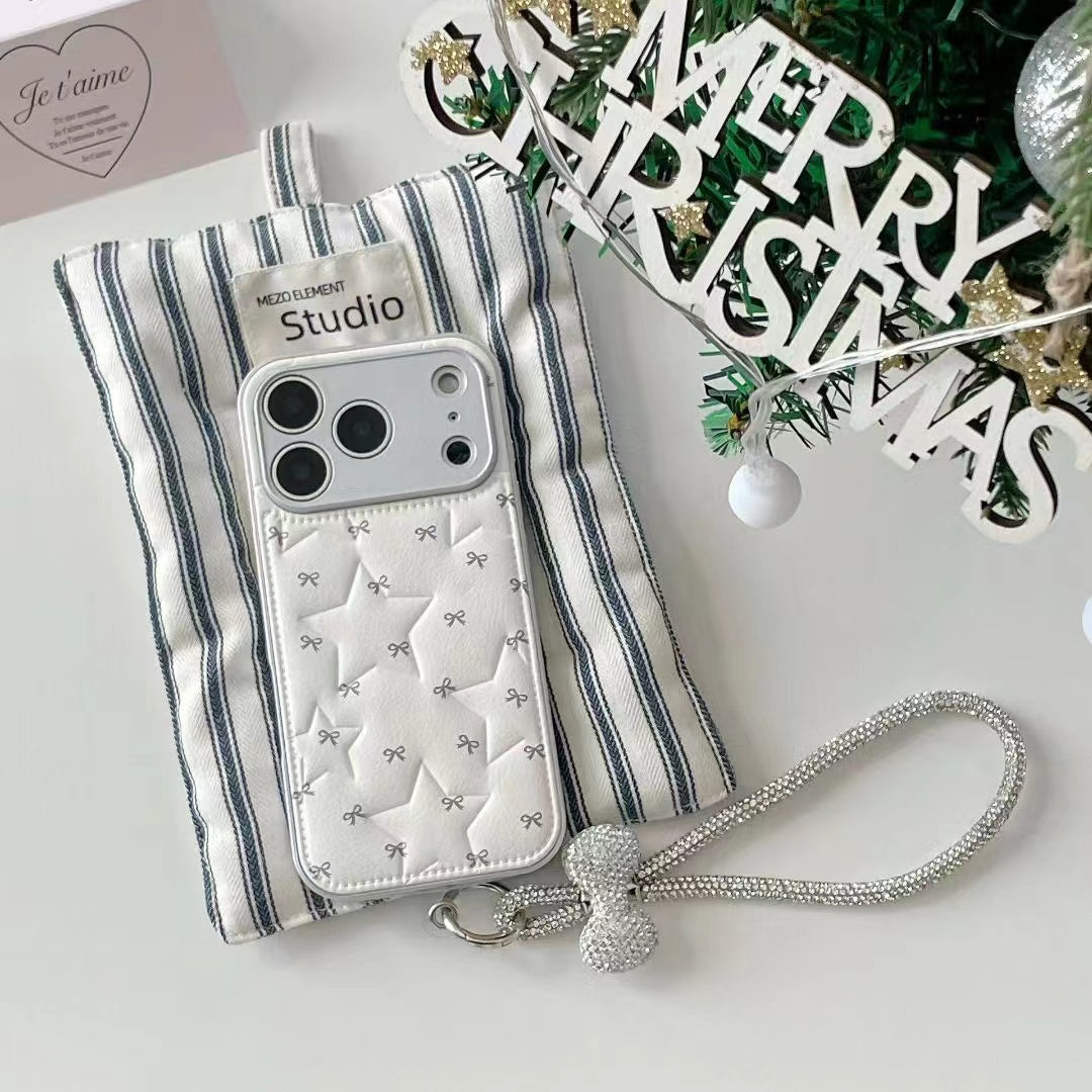 Quilted Bow Phone Case with Strap