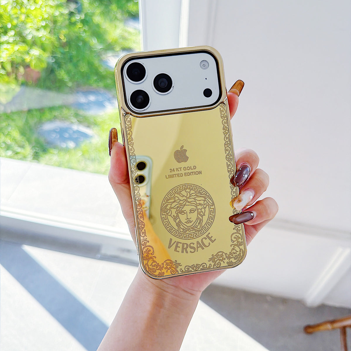 Gold-Tone Mirror Finish Designer Phone Case