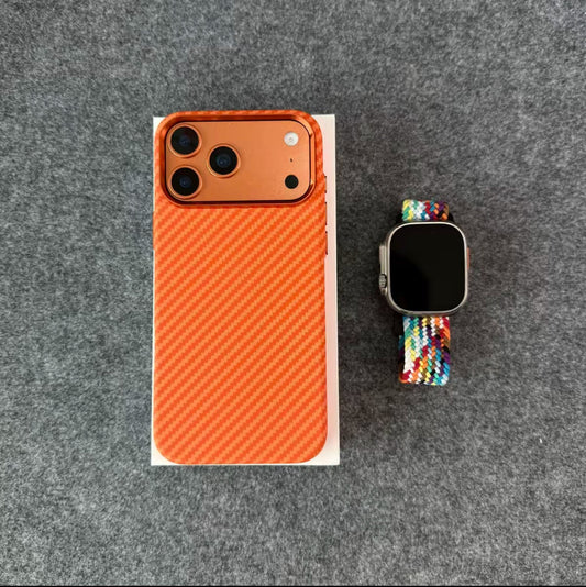 Premium Orange Carbon Fiber Texture iPhone Case