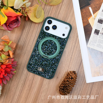 Luxury Glitter Orange Phone Case with Rotating Ring Holder