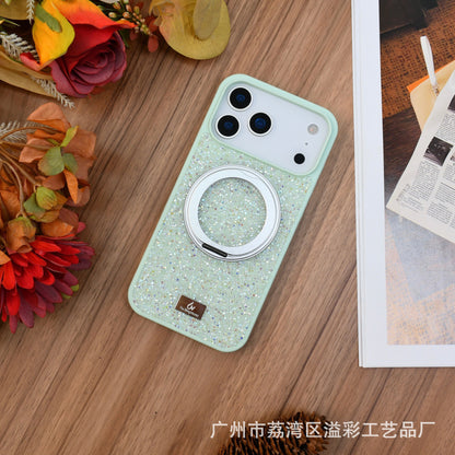 Luxury Glitter Orange Phone Case with Rotating Ring Holder