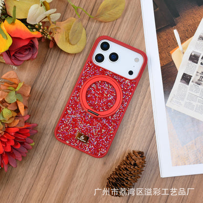 Luxury Glitter Orange Phone Case with Rotating Ring Holder
