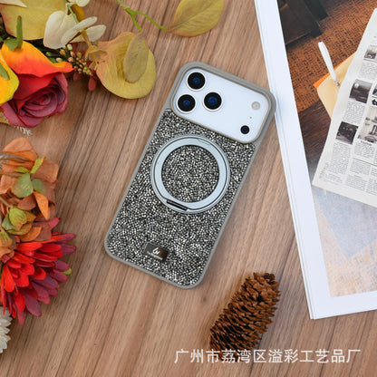 Luxury Glitter Orange Phone Case with Rotating Ring Holder