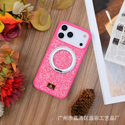 Luxury Glitter Orange Phone Case with Rotating Ring Holder