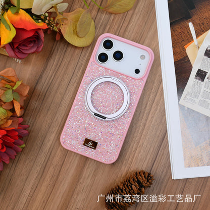 Luxury Glitter Orange Phone Case with Rotating Ring Holder